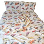 Lenjerie de pat Retro Cars Ariale, pentru 2 persoane, 4 piese, bumbac imprimat digital