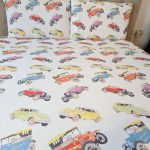 Lenjerie de pat Retro Cars Ariale, pentru 2 persoane, 4 piese, bumbac imprimat digital - imagine 10