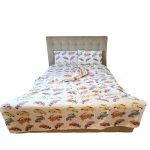 Lenjerie de pat Retro Cars Ariale, pentru 2 persoane, 4 piese, bumbac imprimat digital - imagine 4