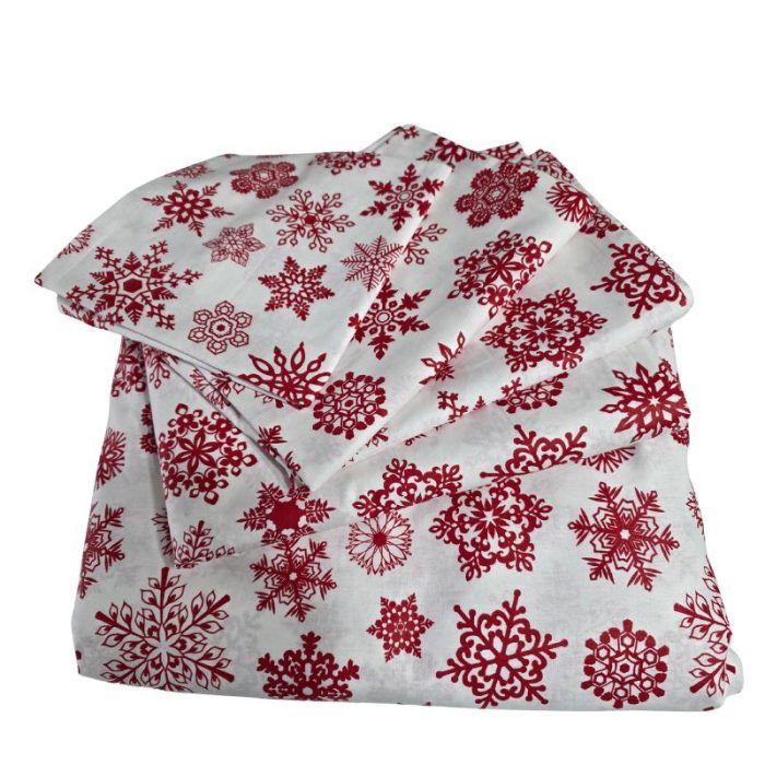 Lenjerie de pat pentru 2 persoane, 5 piese, Stelute Rosii by ARIALE, bumbac ranforce, Multicolor - imagine 5