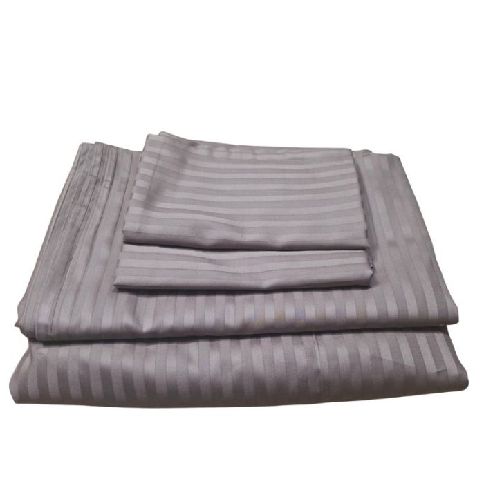 Lenjerie de pat pentru 2 persoane, 4 piese, damasc satinat, Maro, brodata - imagine 10