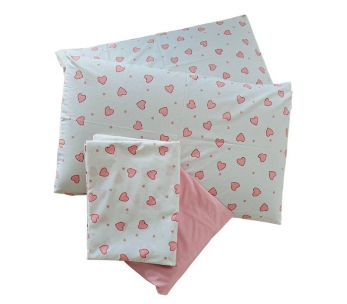 Set de Pat din Bumbac Ranforce – Inimi Roz, Ediție Specială Ziua Iubirii, pentru 2 persoane, 3 piese - imagine 4