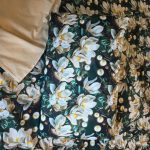 Lenjerie de Pat din Bumbac Ranforce 5D – Flori de Magnolie, Imprimare Digitală Premium, 2 persoane , 4 piese