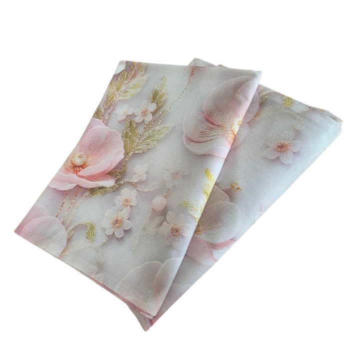 Set de 2 fete de perna "Flori pudrate"” – bumbac ranforce imprimat digital 5D, 50x70 cm - imagine 2