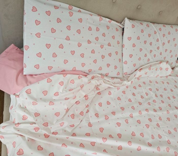 Lenjerie de Pat din Bumbac Ranforce – Inimi Roz, Ediție Specială Ziua Iubirii, pentru 2 persoane, 4 piese - imagine 4