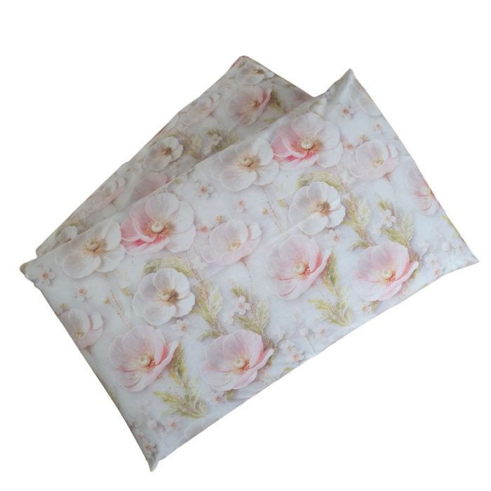 Set de 2 fete de perna "Flori pudrate"” – bumbac ranforce imprimat digital 5D, 50x70 cm - imagine 5