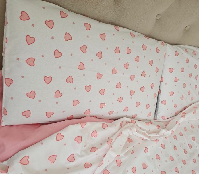 Lenjerie de Pat din Bumbac Ranforce – Inimi Roz, Ediție Specială Ziua Iubirii, pentru 2 persoane, 4 piese - imagine 3