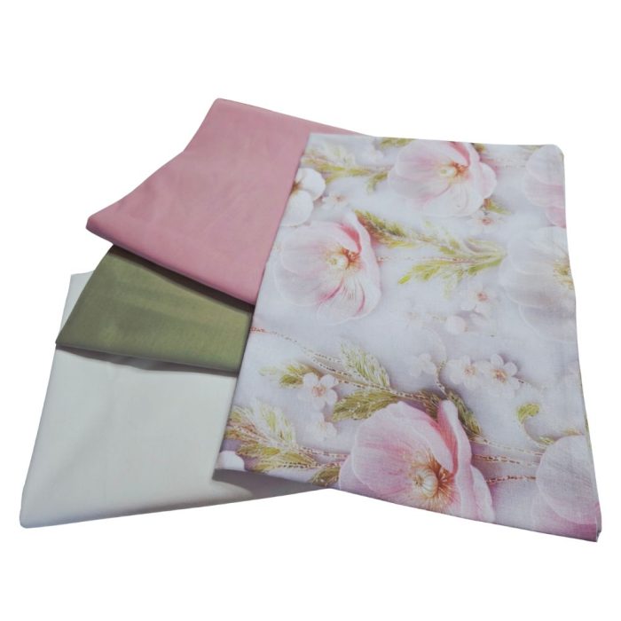 Set de 2 fete de perna "Flori pudrate"” – bumbac ranforce imprimat digital 5D, 50x70 cm - imagine 6