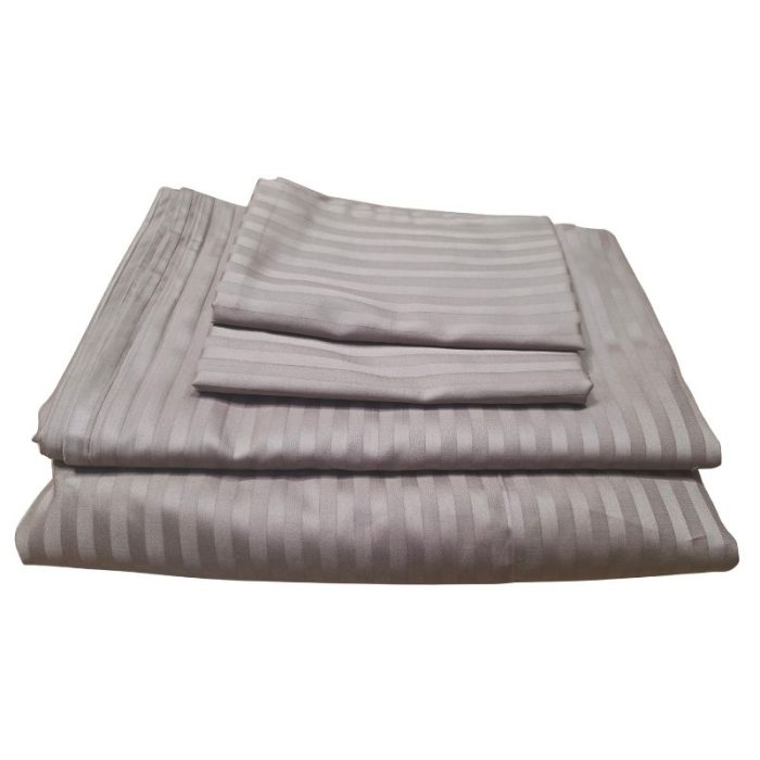 Lenjerie de pat pentru 2 persoane, 4 piese, damasc satinat, Maro, brodata - imagine 9