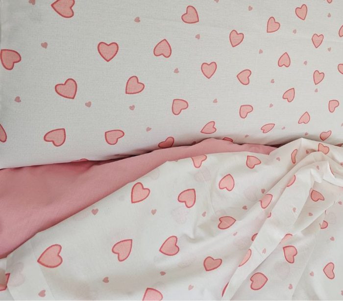 Lenjerie de Pat din Bumbac Ranforce – Inimi Roz, Ediție Specială Ziua Iubirii, pentru 2 persoane, 4 piese - imagine 2