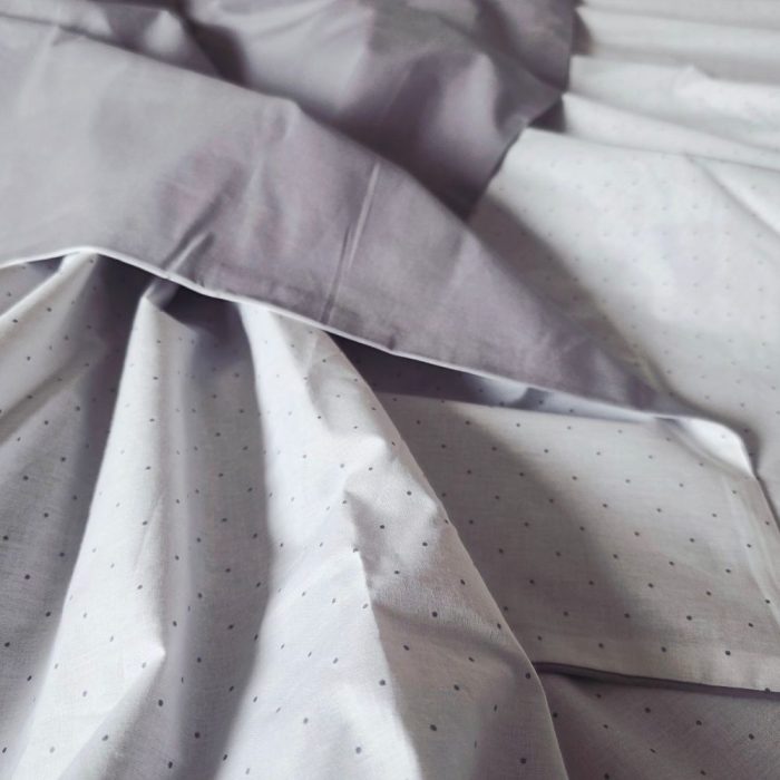 Lenjerie de pat Ariale Gri Elegant cu Buline, pentru 2 persoane, 4 piese, bumbac ranforce - imagine 5