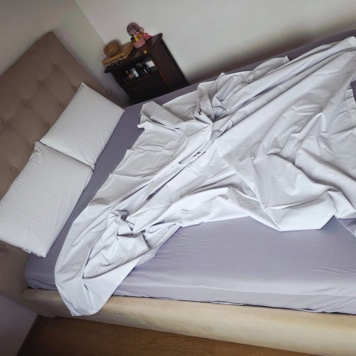 Lenjerie de pat Ariale Gri Elegant cu Buline, pentru 2 persoane, 4 piese, bumbac ranforce - imagine 6