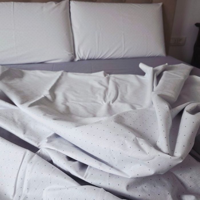 Lenjerie de pat Ariale Gri Elegant cu Buline, pentru 2 persoane, 4 piese, bumbac ranforce - imagine 8