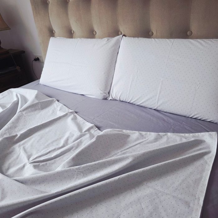 Lenjerie de pat Ariale Gri Elegant cu Buline, pentru 2 persoane, 4 piese, bumbac ranforce - imagine 9