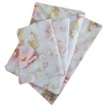 Lenjerie de Pat „Flori pudrate” – Bumbac 100%, Imprimare Digitală, 4 Piese - imagine 5