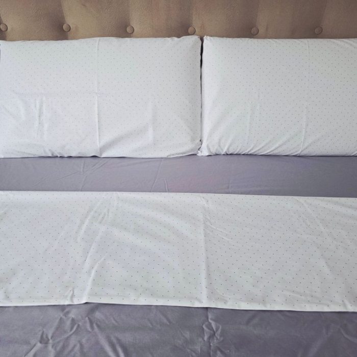 Lenjerie de pat Ariale Gri Elegant cu Buline, pentru 2 persoane, 4 piese, bumbac ranforce - imagine 4