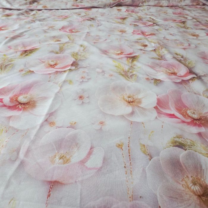 Lenjerie de Pat „Flori pudrate” – Bumbac 100%, Imprimare Digitală, 4 Piese - imagine 41