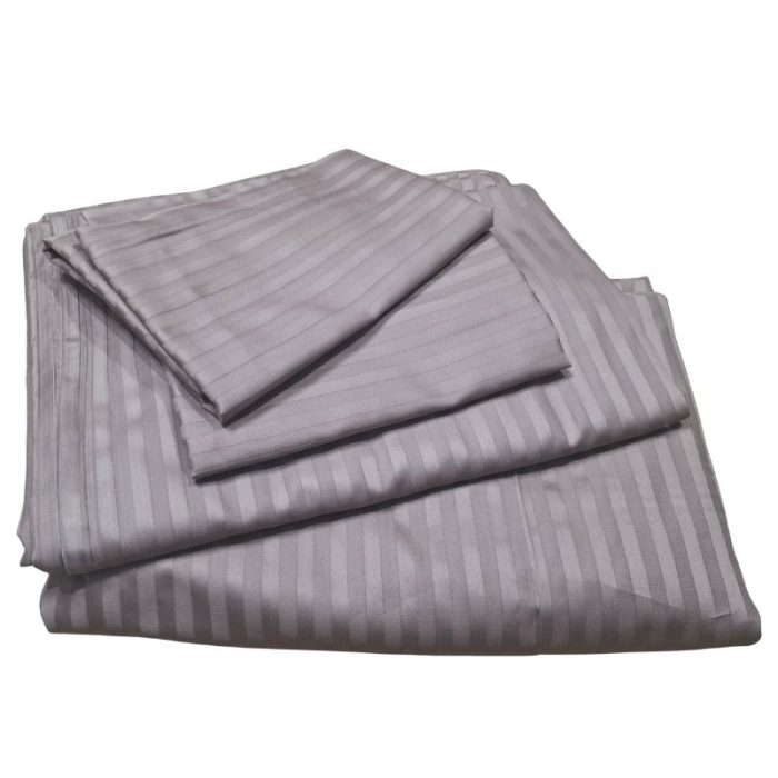 Lenjerie de pat pentru 2 persoane, 4 piese, damasc satinat, Maro, brodata - imagine 5