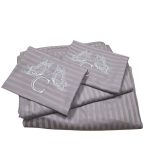 Lenjerie de pat pentru 2 persoane, 4 piese, damasc satinat, Maro, brodata