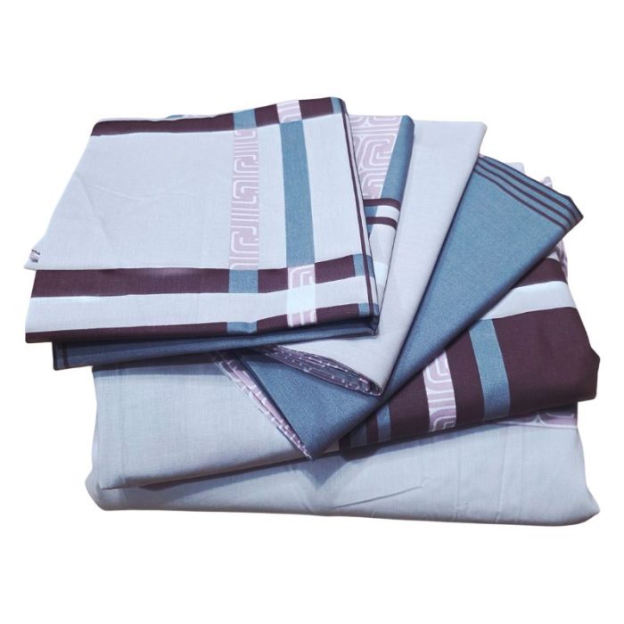 Lenjerie de Pat Geometric Ariale, bumbac, 6 Piese - imagine 2