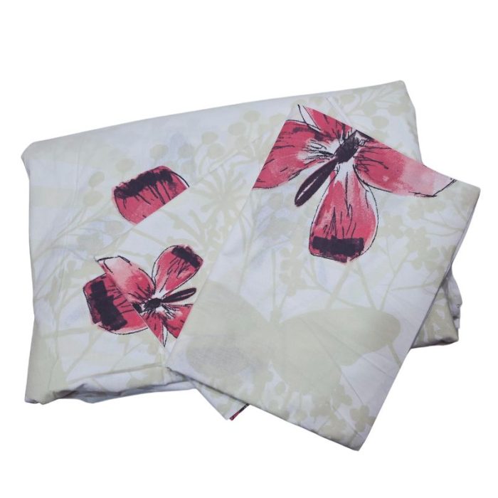 Lenjerie de Pat din Bumbac Ranforce – Fluturi Delicați Ariale, 4 Piese - imagine 4