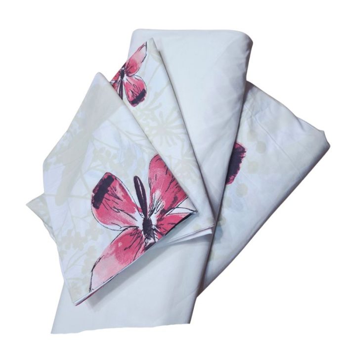 Lenjerie de Pat din Bumbac Ranforce – Fluturi Delicați Ariale, 4 Piese - imagine 6