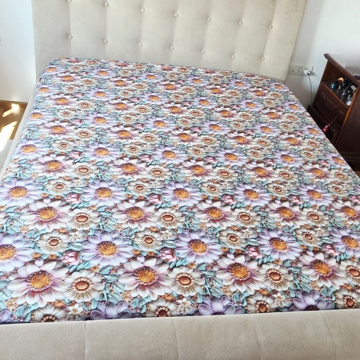 Lenjerie de Pat Margarete Pastelate 5D Ariale– Bumbac, Imprimare Digitală, 4 Piese - imagine 15