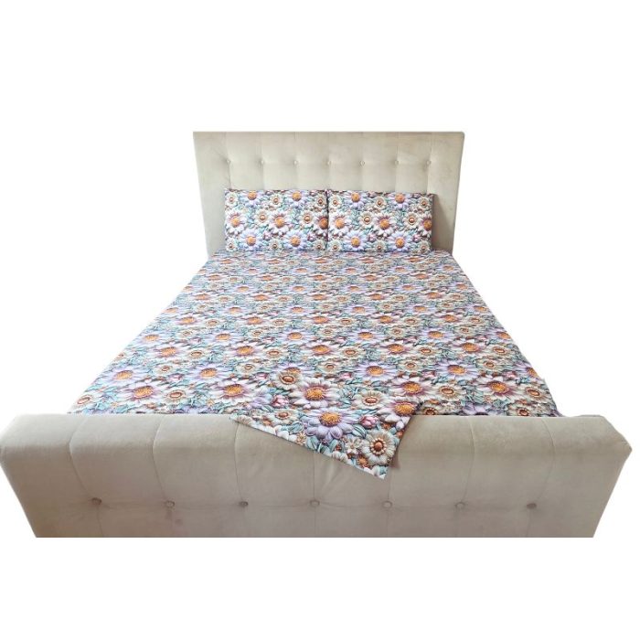 Lenjerie de Pat Margarete Pastelate 5D Ariale– Bumbac, Imprimare Digitală, 4 Piese - imagine 18