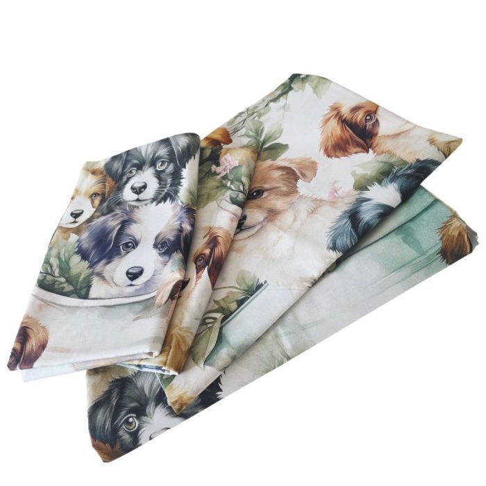 Lenjerie de Pat Catelusi 5D Ariale– Bumbac 100%, Imprimare Digitală, 4 Piese - imagine 3