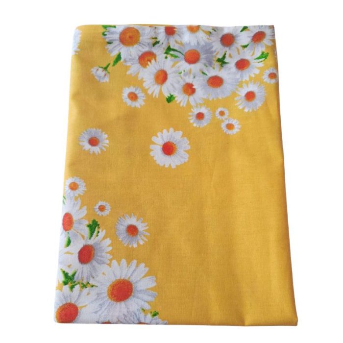 Fata de perna 50x70cm, Margarete pe fond Galben, Ariale, Bumbac - imagine 3