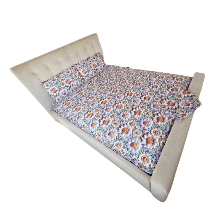 Lenjerie de Pat Margarete Pastelate 5D Ariale– Bumbac, Imprimare Digitală, 4 Piese - imagine 19