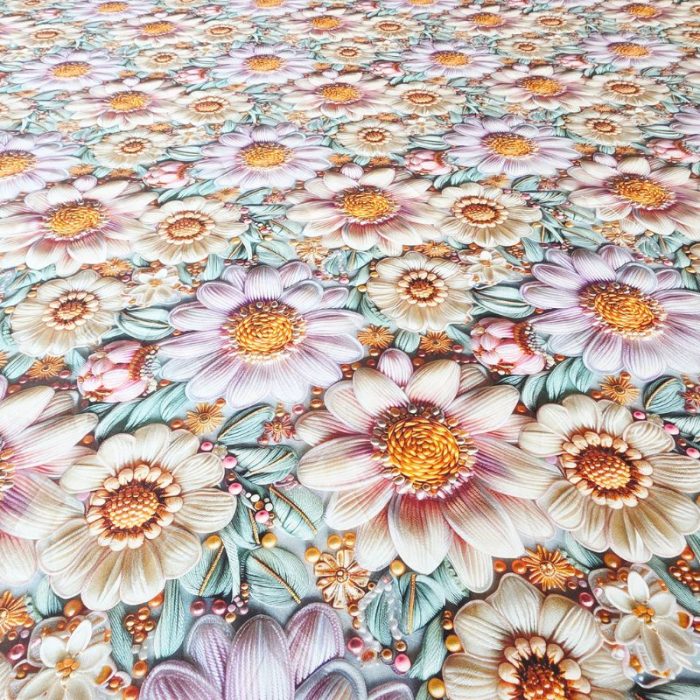 Lenjerie de Pat Margarete Pastelate 5D Ariale– Bumbac, Imprimare Digitală, 4 Piese - imagine 8