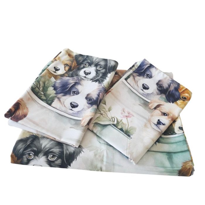 Lenjerie de Pat Catelusi 5D Ariale– Bumbac 100%, Imprimare Digitală, 4 Piese - imagine 4