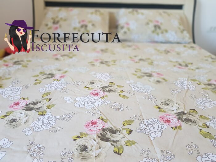 Fata de perna 50x70cm, Trandafiri Albi, Ariale, Bumbac - imagine 4